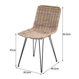 Nordlys Set of 2 Metal & Natural Fiber Chairs in Brown - thumbnail 4