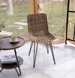 Nordlys Set of 2 Metal & Natural Fiber Chairs in Brown - thumbnail 3