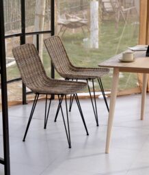 Nordlys Set of 2 Metal & Natural Fiber Chairs in Brown - thumbnail 2