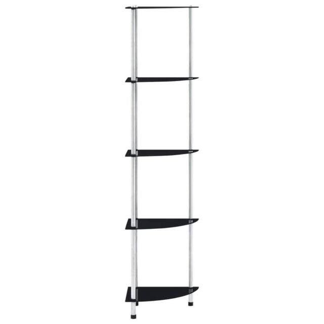 Berkfield Home Durable 5-Tier Shelf Black 30x30x130 cm Tempered Glass - Size: 30 x 30 x 130 cm - image 1
