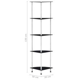 Berkfield Home Durable 5-Tier Shelf Black 30x30x130 cm Tempered Glass - Size: 30 x 30 x 130 cm - thumbnail 6