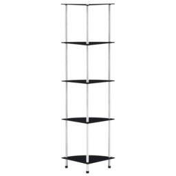 Berkfield Home Durable 5-Tier Shelf Black 30x30x130 cm Tempered Glass - Size: 30 x 30 x 130 cm - thumbnail 2