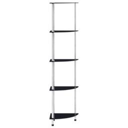 Berkfield Home Durable 5-Tier Shelf Black 30x30x130 cm Tempered Glass - Size: 30 x 30 x 130 cm