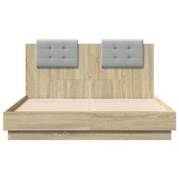 Berkfield Home Bed Frame with LED without Mattress Sonoma Oak 120x190 cm Small Double in Tan - thumbnail 6