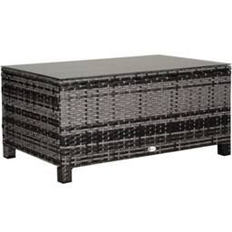 Wyld Haus Lolifi Grey Rattan Outdoor Coffee Table with Tempered Glass Top - thumbnail 2