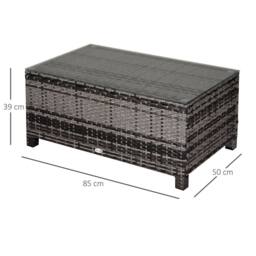 Wyld Haus Lolifi Grey Rattan Outdoor Coffee Table with Tempered Glass Top - thumbnail 4