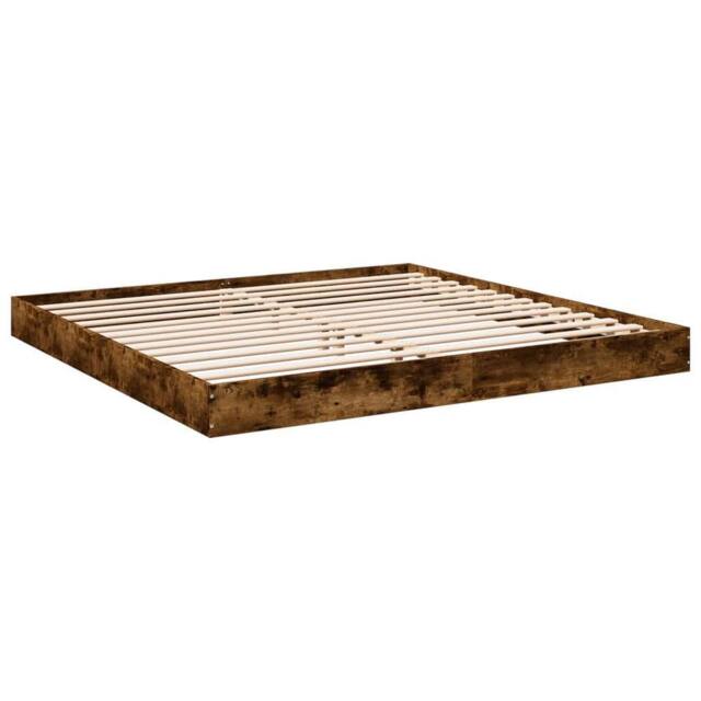 Berkfield Home Modern Bed Frame Frame Smoked Oak 180x200 cm Super King Wood in Brown - image 1