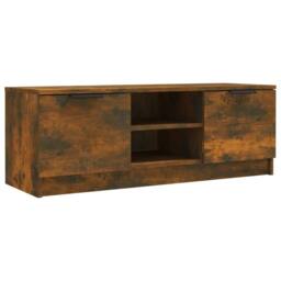 Berkfield Home TV Cabinet Smoked Oak 102x35x36.5 cm Engineered Wood in Brown - thumbnail 1
