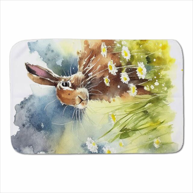 Warren Reed - Designer Hare & Daisies Watercolour Sherpa Blanket in Brown - Size: Large - image 1