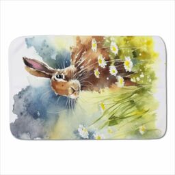 Warren Reed - Designer Hare & Daisies Watercolour Sherpa Blanket in Brown - Size: Large - thumbnail 1