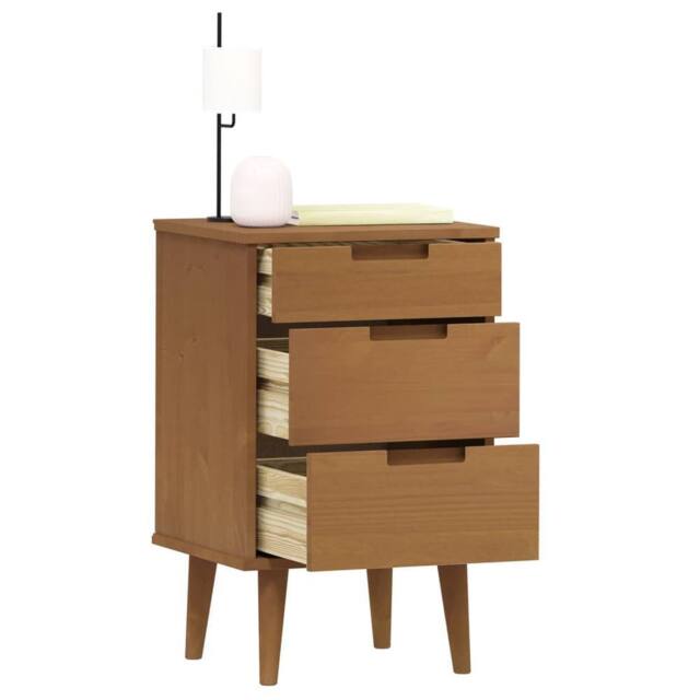 Berkfield Home Beautiful Bedside Cabinet MOLDE Brown 40x35x65 cm Solid Wood Pine - Size: 40 x 35 x 65 cm - image 1
