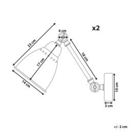 Wyld and Coco Two-Arm Adjustable White Metal Wall Lamps Set - thumbnail 3