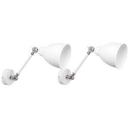 Wyld and Coco Two-Arm Adjustable White Metal Wall Lamps Set - thumbnail 2
