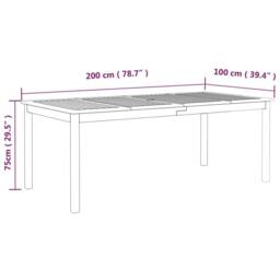 Berkfield Home Garden Table Grey 200x100x75 cm Solid Wood Acacia - Size: 200 x 100 x 75 cm - thumbnail 7
