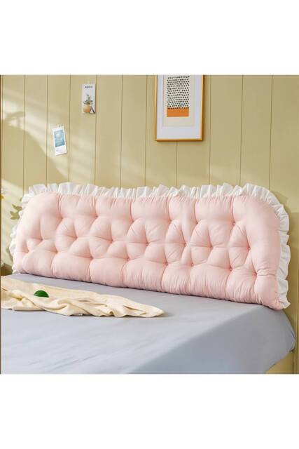 Living and Home Ruffled Tufted Princess-Style Bed Backrest Pillow in Pink - image 1