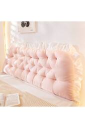 Living and Home Ruffled Tufted Princess-Style Bed Backrest Pillow in Pink - thumbnail 4
