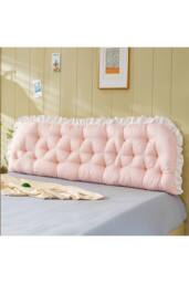 Living and Home Ruffled Tufted Princess-Style Bed Backrest Pillow in Pink - thumbnail 1