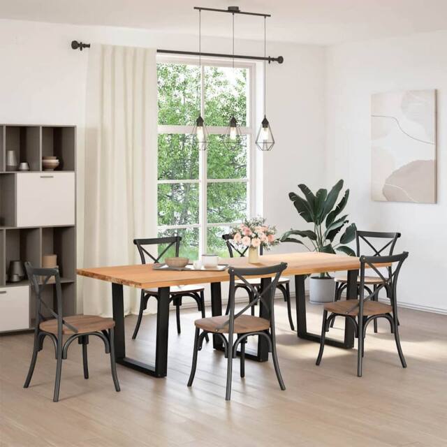 Berkfield Home Dining Table Legs V-Shape 3 pcs Black 90x(72-73.3) cm Steel - image 1