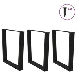 Berkfield Home Dining Table Legs V-Shape 3 pcs Black 90x(72-73.3) cm Steel - thumbnail 3