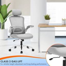 EONLION Grey, Model 751 Ergonomic Office Chair for Work & Study Chair in Grey - Size: 100 cm - thumbnail 4