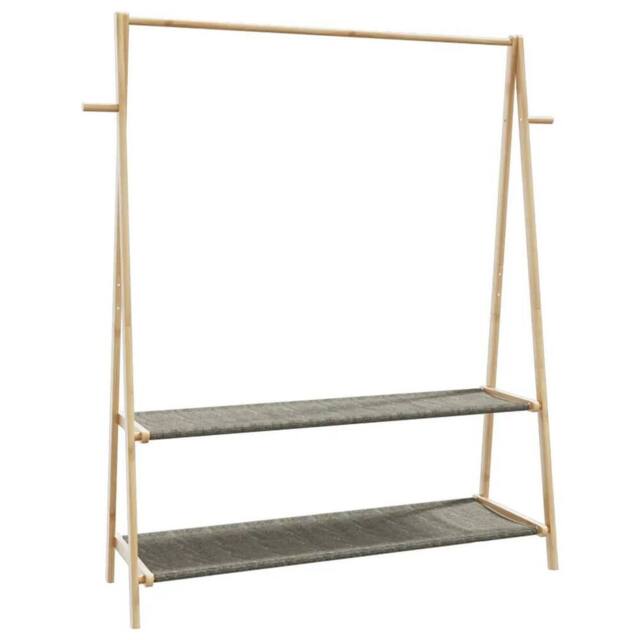 Kelvenix Clothes Rack Bamboo with Shelves 132x45.5x150.5 cm in Brown - image 1