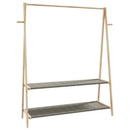 Kelvenix Clothes Rack Bamboo with Shelves 132x45.5x150.5 cm in Brown - thumbnail 1