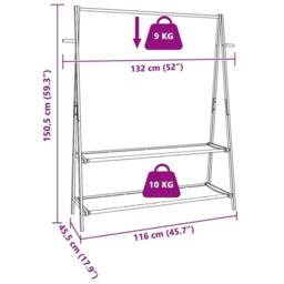 Kelvenix Clothes Rack Bamboo with Shelves 132x45.5x150.5 cm in Brown - thumbnail 2