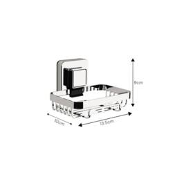 Showerdrape Pushloc Chrome Suction Wall Mounted Soap Basket & Mounting Squares in Silver - thumbnail 4