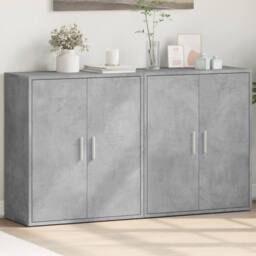 Berkfield Home Sideboards 2 pcs Concrete Grey 60x31x70 cm Engineered Wood - Size: 60 x 31 x 70 cm - thumbnail 2