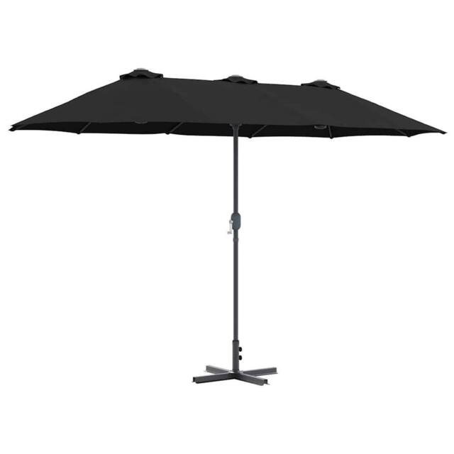 Berkfield Home Garden Parasol Black 380 x 196 x 235 cm Powder-coated steel - image 1