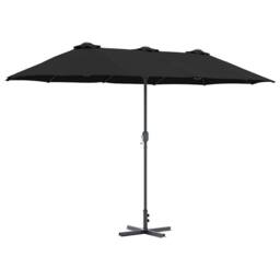 Berkfield Home Garden Parasol Black 380 x 196 x 235 cm Powder-coated steel - thumbnail 1
