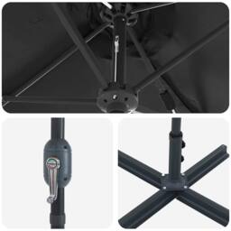 Berkfield Home Garden Parasol Black 380 x 196 x 235 cm Powder-coated steel - thumbnail 9