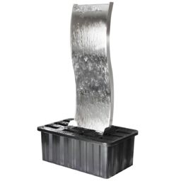 Primrose Stainless Steel Water Feature Wall Double Sided Curved 130cm Outdoor in Metallic Silver - thumbnail 6