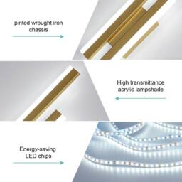 COMELY Indoor Wall Lights, 16W Gold Creative Long Parallel Wall Lights - thumbnail 8