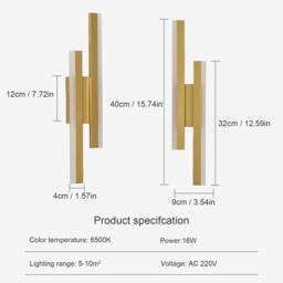 COMELY Indoor Wall Lights, 16W Gold Creative Long Parallel Wall Lights - thumbnail 7