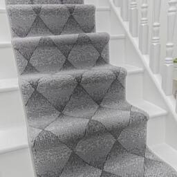 runrug Stair Runner Carpet for Staircases - Soft & Comfy, 9mm - 'Harlequin' in Grey - Size: 60 cm x 720 cm - thumbnail 1