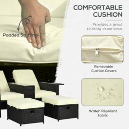 Wyld Haus Niludo Outdoor Rattan Set Black Beige Reclining Chairs - thumbnail 6