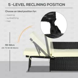 Wyld Haus Niludo Outdoor Rattan Set Black Beige Reclining Chairs - thumbnail 7