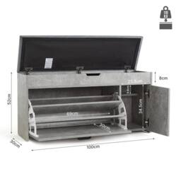 KORVIXA Shoe Bench Shoe Cabinet with Seat Cushion Storage in Grey - Size: 100 cm x 100 cm - thumbnail 2