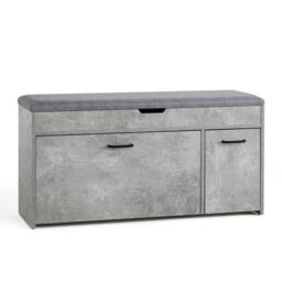KORVIXA Shoe Bench Shoe Cabinet with Seat Cushion Storage in Grey - Size: 100 cm x 100 cm