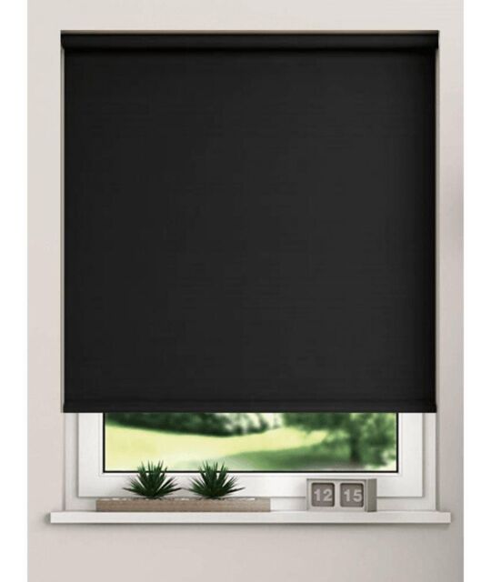 New Edge Blinds Thermal Blackout Roller Blinds 175cm Drop x Width 140cm Black - Size: 180 cm width x 175 cm drop - image 1