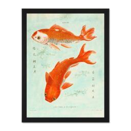 "Artery8 Wall Art Print Fish Japan Koi Large Large Framed Wall Décor Art in Light Oak - Size: W18"" x H24""" - thumbnail 1