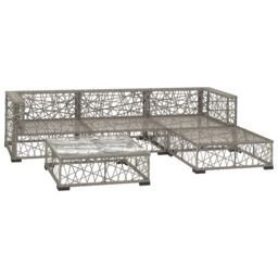 Berkfield Home 5 Piece Garden Lounge Set with Cushions Poly Rattan Grey - thumbnail 3