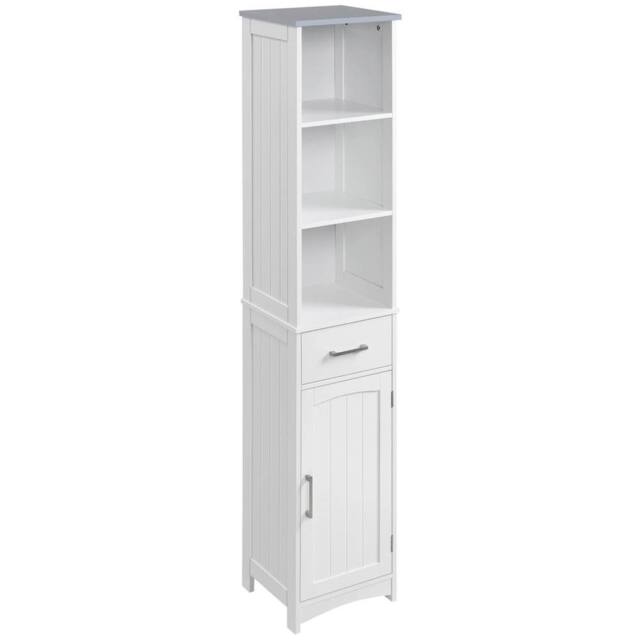 VOGREX White Slim Freestanding Tall Bathroom Linen Storage Cabinet - image 1