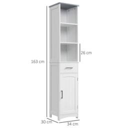 VOGREX White Slim Freestanding Tall Bathroom Linen Storage Cabinet - thumbnail 2