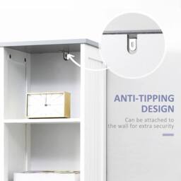 VOGREX White Slim Freestanding Tall Bathroom Linen Storage Cabinet - thumbnail 4