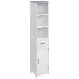 VOGREX White Slim Freestanding Tall Bathroom Linen Storage Cabinet