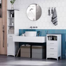 VOGREX White Slim Freestanding Tall Bathroom Linen Storage Cabinet - thumbnail 6