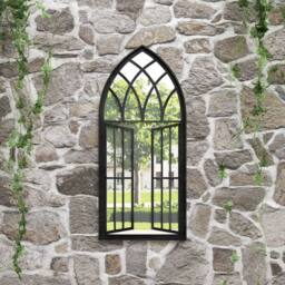Berkfield Home Garden Mirror Black 100x45 cm Iron for Outdoor Use - thumbnail 1
