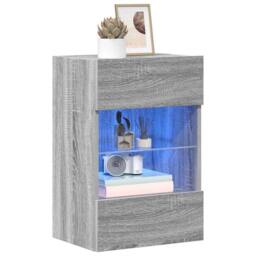 Berkfield Home TV Wall Cabinets with LED Lights 2 pcs Grey Sonoma 40x30x60.5 cm - thumbnail 4